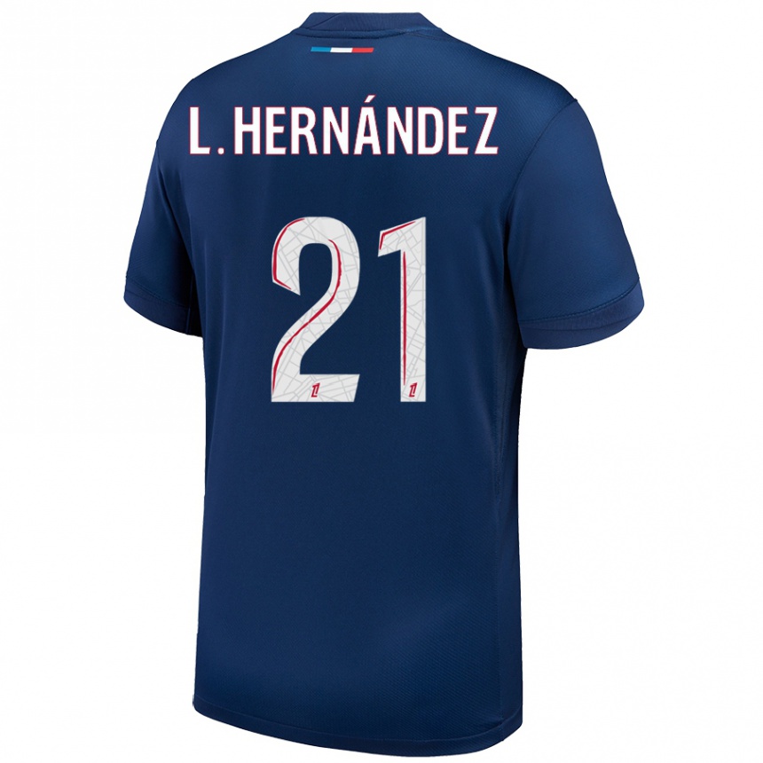 Kids Football Lucas Hernandez #21 Navy Blue White Home Jersey 2024/25 T-Shirt Canada