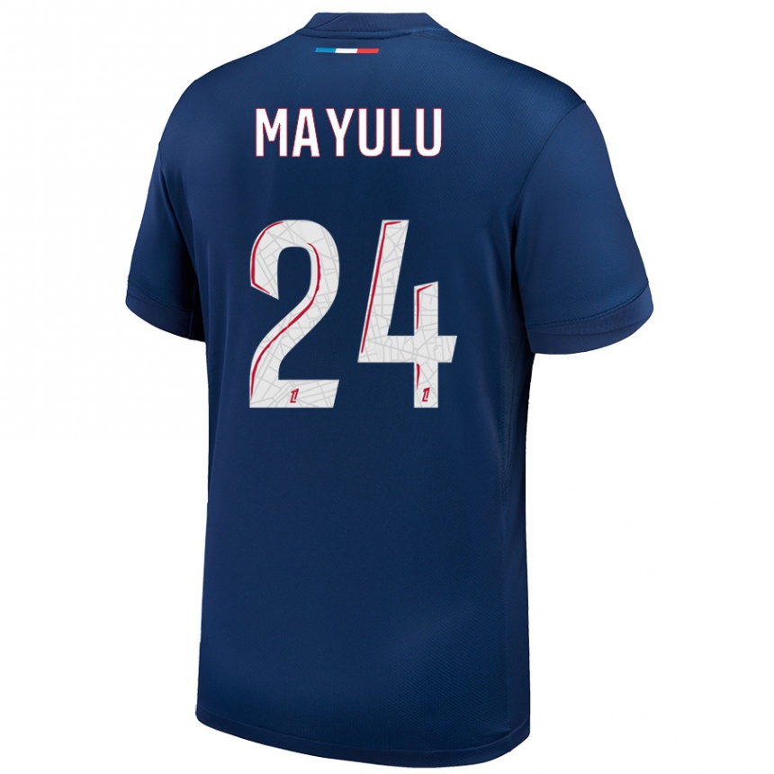 Kids Football Senny Mayulu #24 Navy Blue White Home Jersey 2024/25 T-Shirt Canada