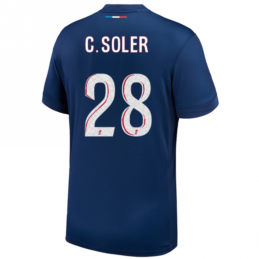 Kids Football Carlos Soler #28 Navy Blue White Home Jersey 2024/25 T-Shirt Canada