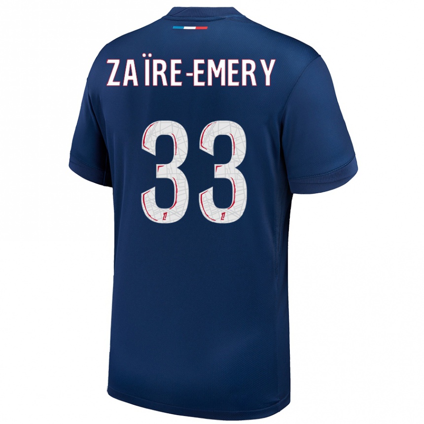 Enfant Football Maillot Warren Zaire Emery #33 Bleu Marine Blanc Tenues Domicile 2024/25 Canada