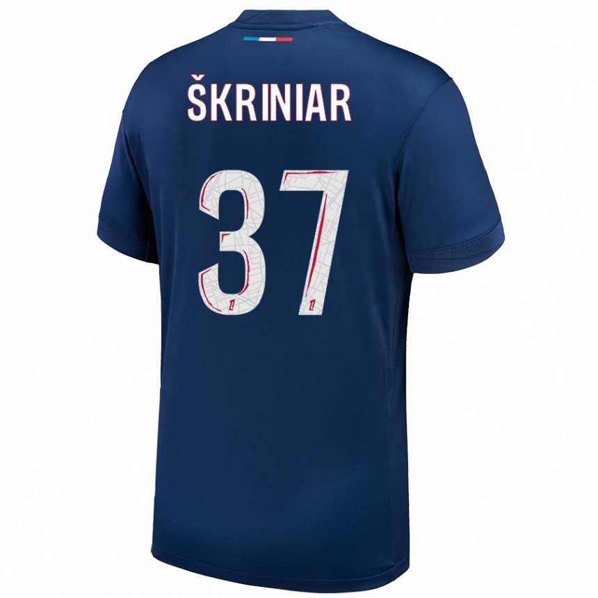 Kids Football Milan Skriniar #37 Navy Blue White Home Jersey 2024/25 T-Shirt Canada