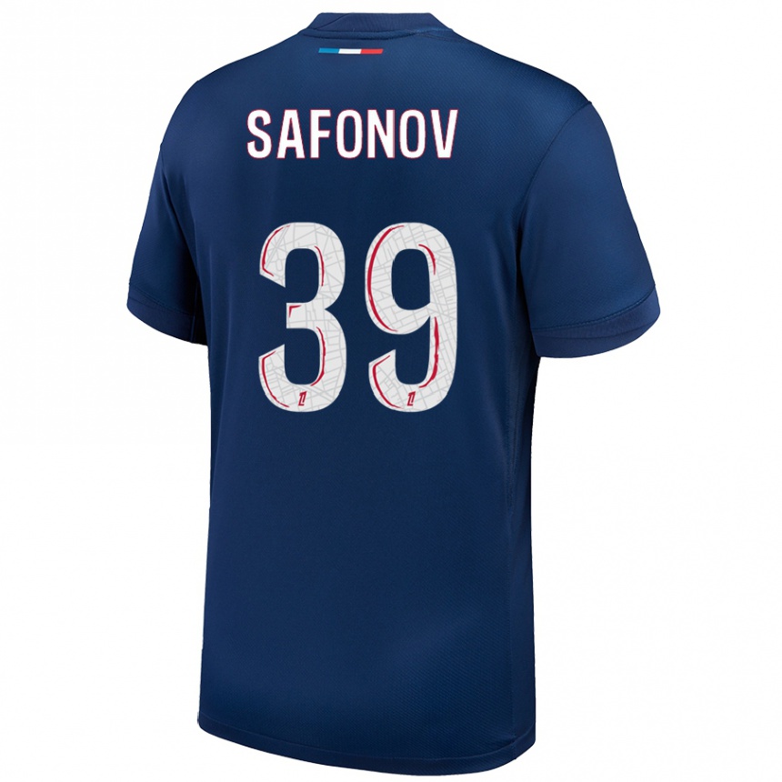 Kids Football Matvey Safonov #39 Navy Blue White Home Jersey 2024/25 T-Shirt Canada