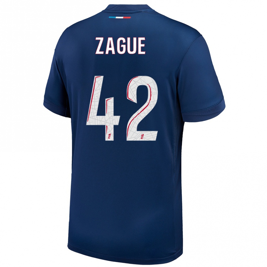 Kids Football Yoram Zague #42 Navy Blue White Home Jersey 2024/25 T-Shirt Canada