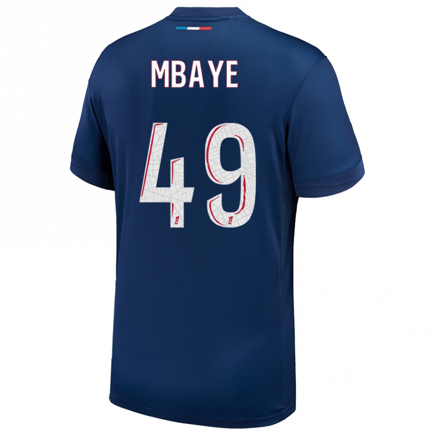 Kids Football Ibrahim Mbaye #49 Navy Blue White Home Jersey 2024/25 T-Shirt Canada