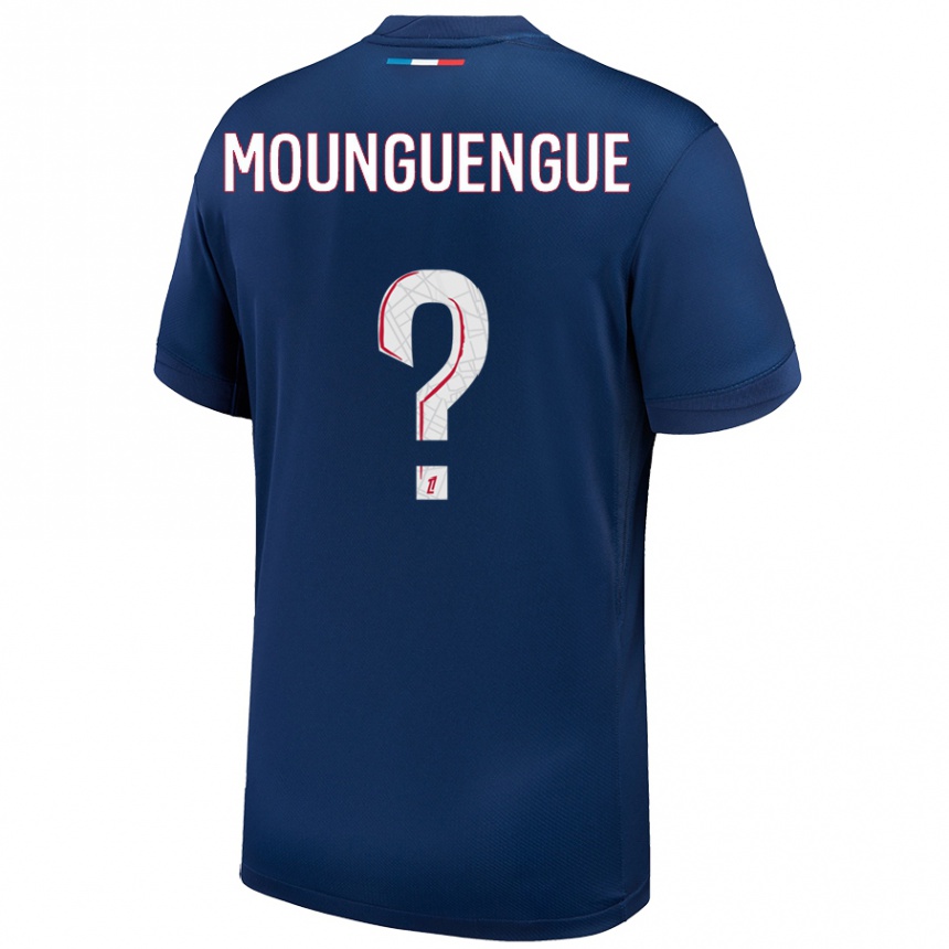 Kids Football Pierre Mounguengue #0 Navy Blue White Home Jersey 2024/25 T-Shirt Canada