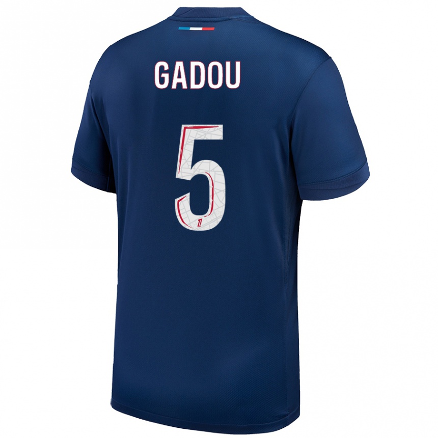 Kids Football Joane Gadou #5 Navy Blue White Home Jersey 2024/25 T-Shirt Canada