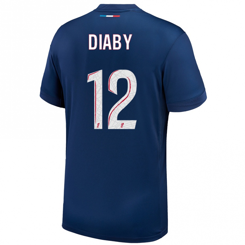 Kids Football Ibrahima Diaby #12 Navy Blue White Home Jersey 2024/25 T-Shirt Canada