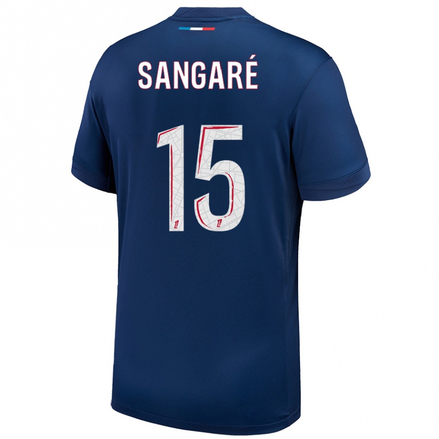 Kids Football Mahamadou Sangaré #15 Navy Blue White Home Jersey 2024/25 T-Shirt Canada