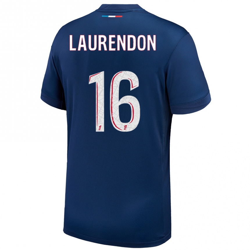 Kids Football Bilal Laurendon #16 Navy Blue White Home Jersey 2024/25 T-Shirt Canada