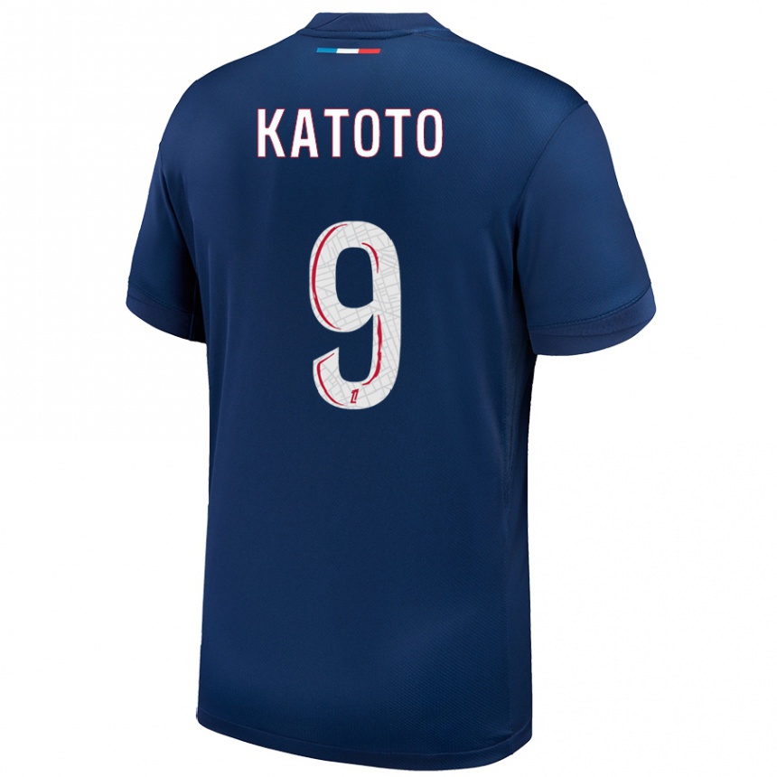 Enfant Football Maillot Marie-Antoinette Katoto #9 Bleu Marine Blanc Tenues Domicile 2024/25 Canada