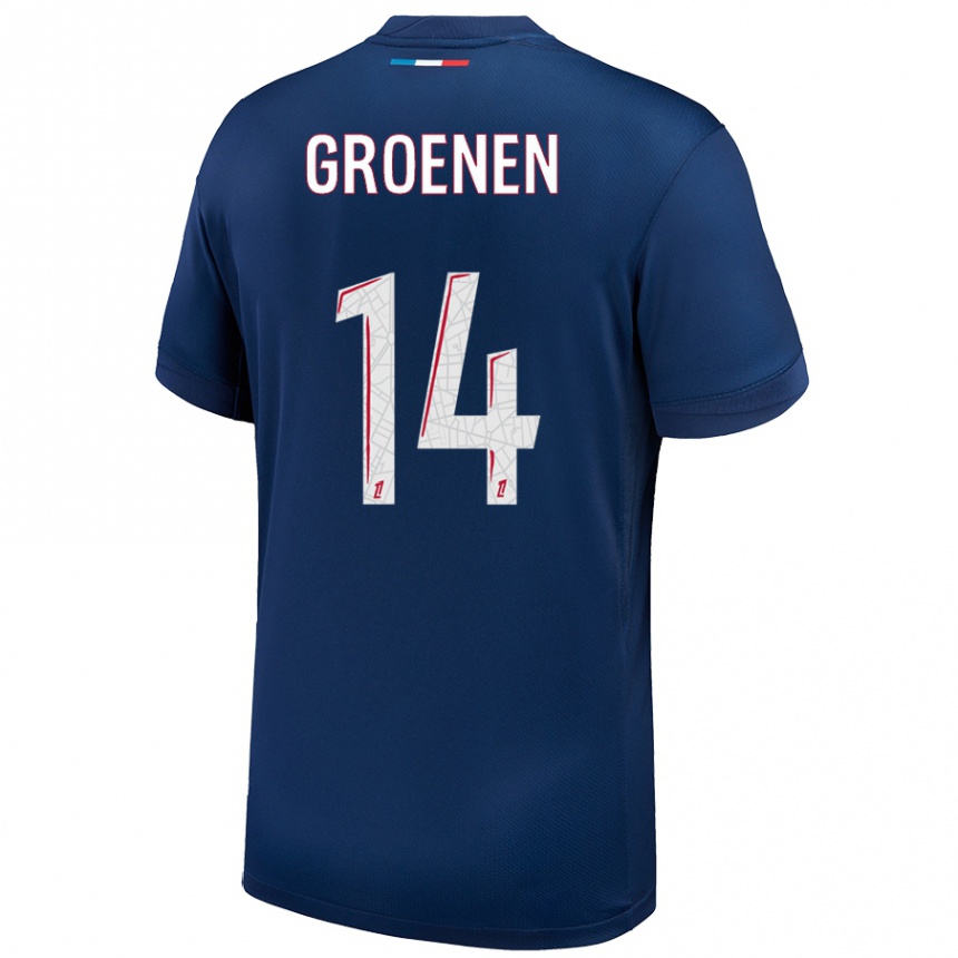 Kids Football Jackie Groenen #14 Navy Blue White Home Jersey 2024/25 T-Shirt Canada