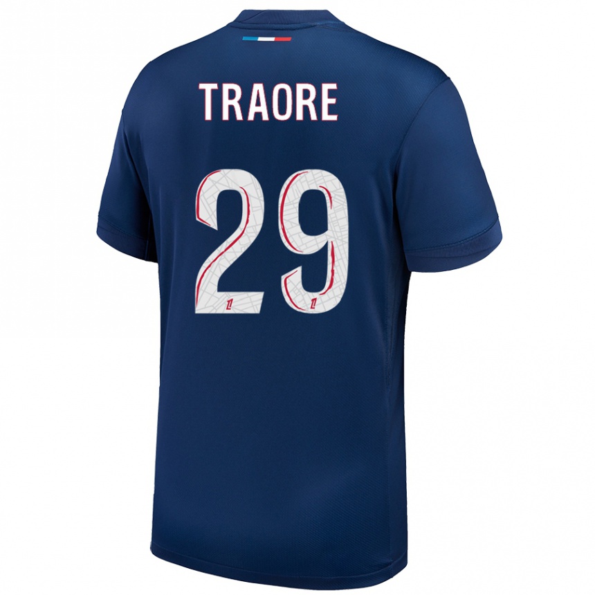 Kids Football Manssita Traoré #29 Navy Blue White Home Jersey 2024/25 T-Shirt Canada