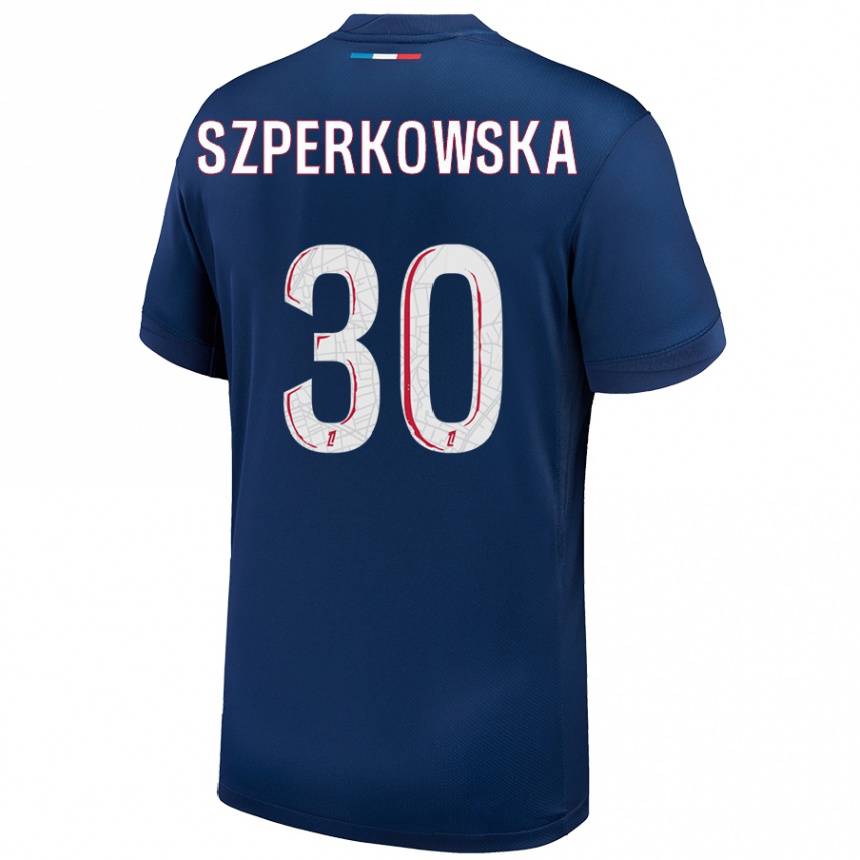 Kids Football Oliwia Szperkowska #30 Navy Blue White Home Jersey 2024/25 T-Shirt Canada