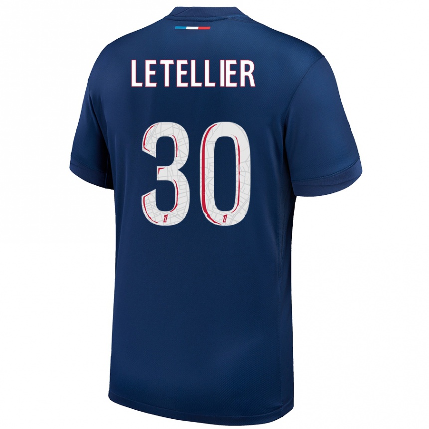 Kids Football Alexandre Letellier #30 Navy Blue White Home Jersey 2024/25 T-Shirt Canada