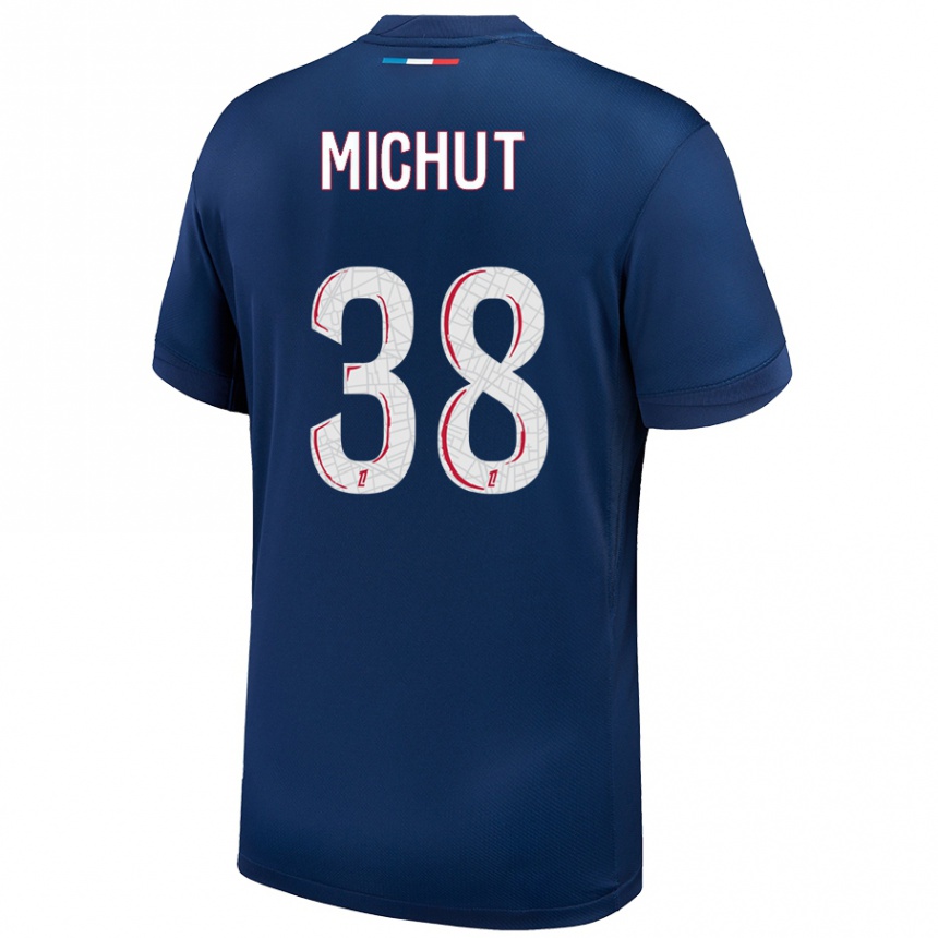 Kids Football Edouard Michut #38 Navy Blue White Home Jersey 2024/25 T-Shirt Canada