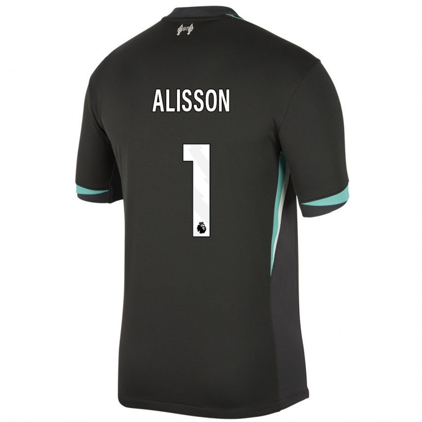 Kids Football Alisson #1 Black Anthracite White Away Jersey 2024/25 T-Shirt Canada