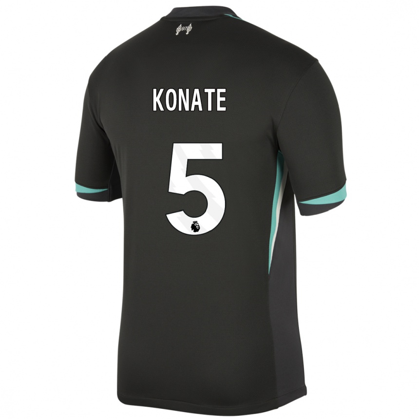 Enfant Football Maillot Ibrahima Konaté #5 Noir Anthracite Blanc Tenues Extérieur 2024/25 Canada