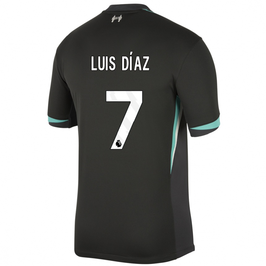 Kids Football Luis Diaz #7 Black Anthracite White Away Jersey 2024/25 T-Shirt Canada