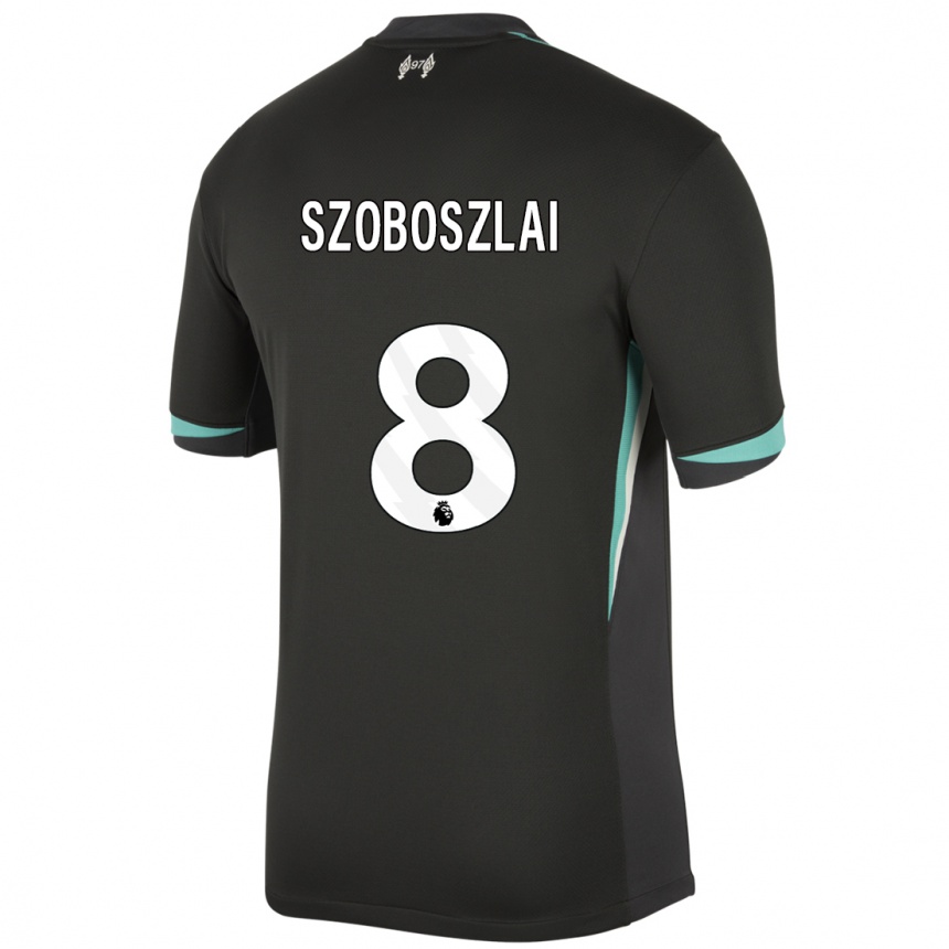 Kids Football Dominik Szoboszlai #8 Black Anthracite White Away Jersey 2024/25 T-Shirt Canada