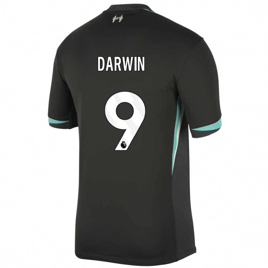 Kids Football Darwin Nunez #9 Black Anthracite White Away Jersey 2024/25 T-Shirt Canada