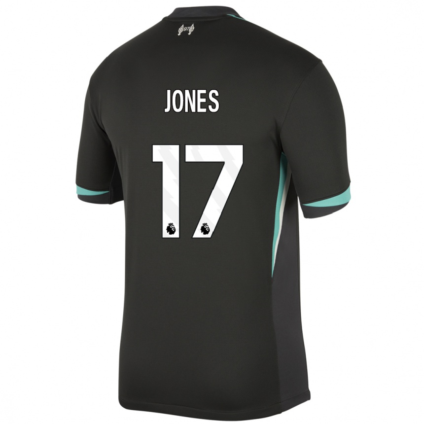 Kids Football Curtis Jones #17 Black Anthracite White Away Jersey 2024/25 T-Shirt Canada