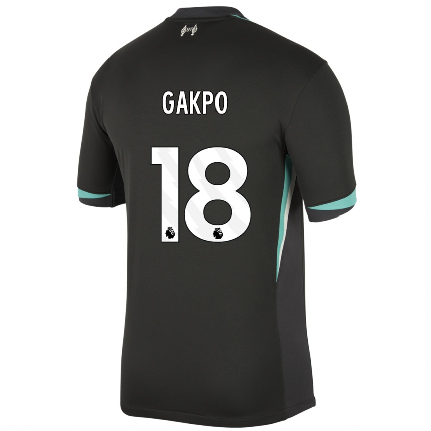 Kids Football Cody Gakpo #18 Black Anthracite White Away Jersey 2024/25 T-Shirt Canada