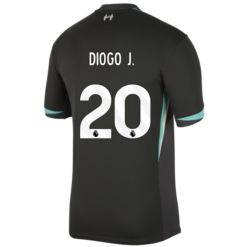 Enfant Football Maillot Diogo Jota #20 Noir Anthracite Blanc Tenues Extérieur 2024/25 Canada