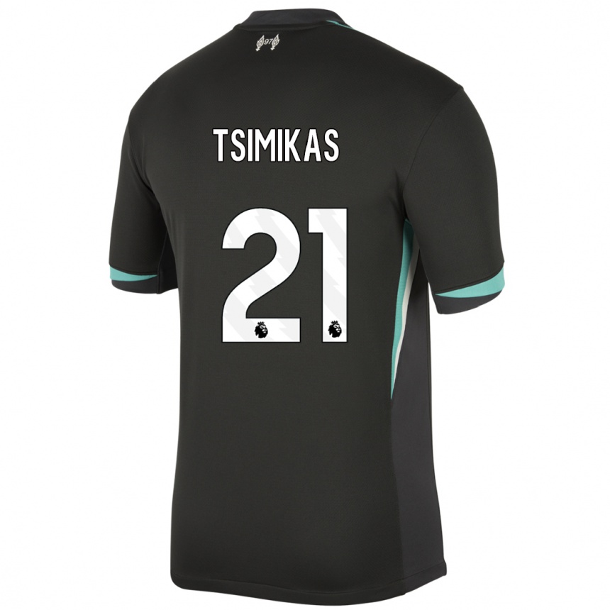 Kids Football Konstantinos Tsimikas #21 Black Anthracite White Away Jersey 2024/25 T-Shirt Canada