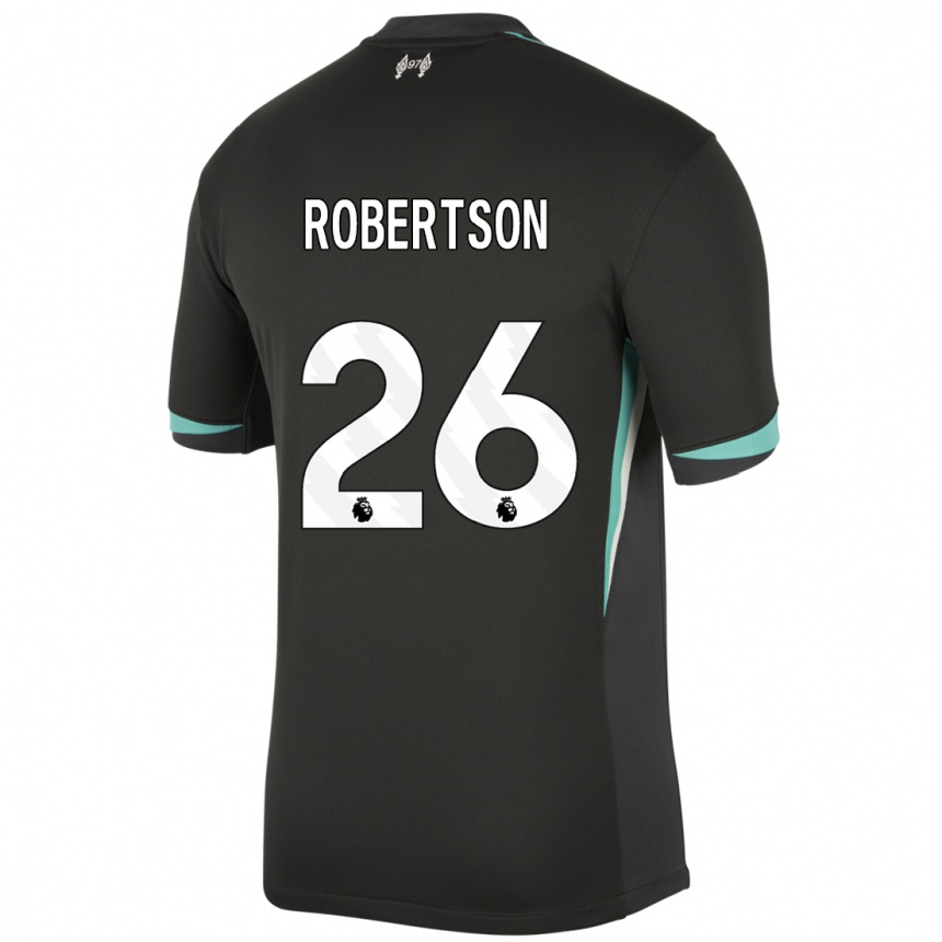 Kids Football Andrew Robertson #26 Black Anthracite White Away Jersey 2024/25 T-Shirt Canada