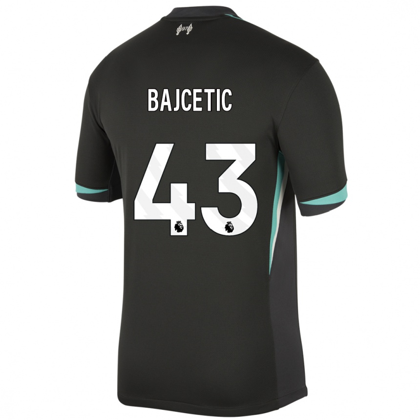 Kids Football Stefan Bajcetic #43 Black Anthracite White Away Jersey 2024/25 T-Shirt Canada