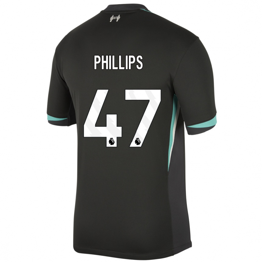 Enfant Football Maillot Nathaniel Phillips #47 Noir Anthracite Blanc Tenues Extérieur 2024/25 Canada