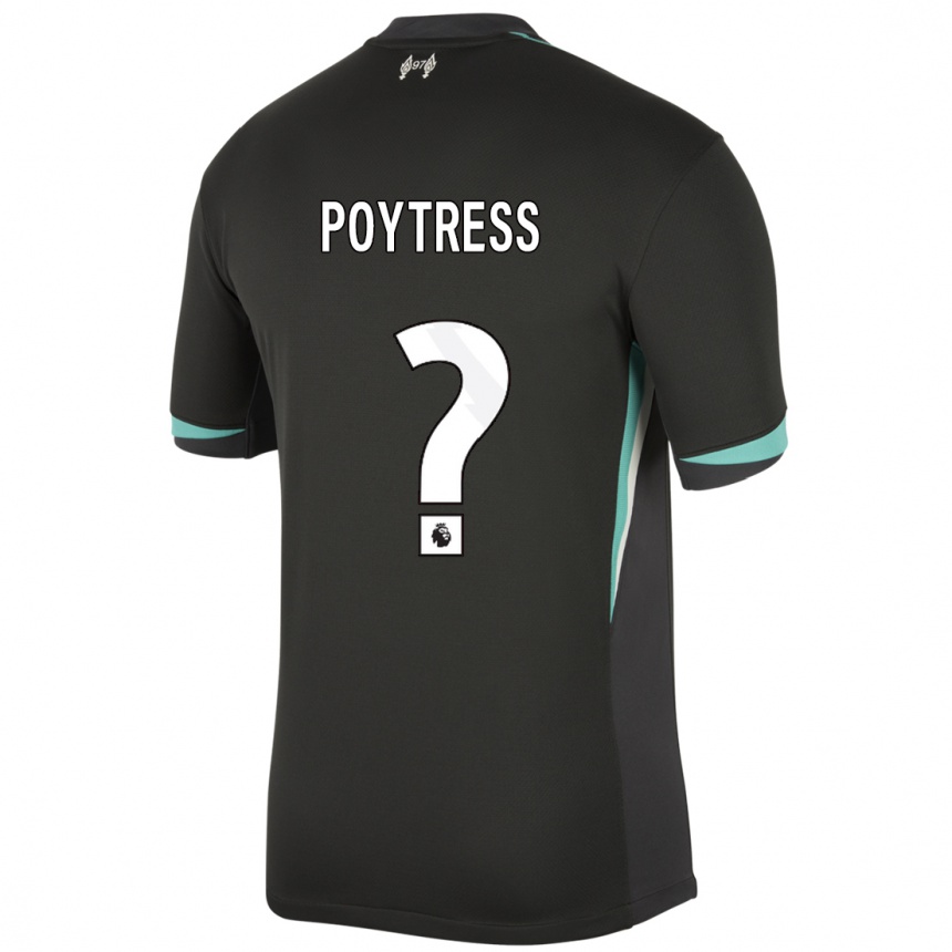 Kids Football Jacob Poytress #0 Black Anthracite White Away Jersey 2024/25 T-Shirt Canada