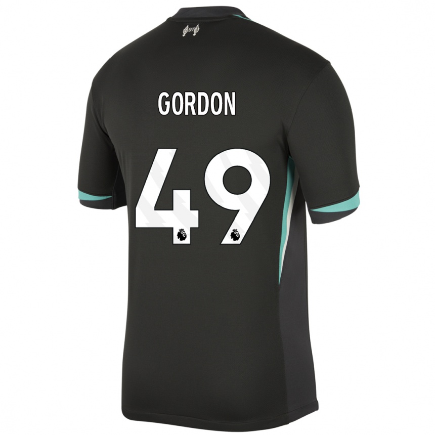 Enfant Football Maillot Kaide Gordon #49 Noir Anthracite Blanc Tenues Extérieur 2024/25 Canada