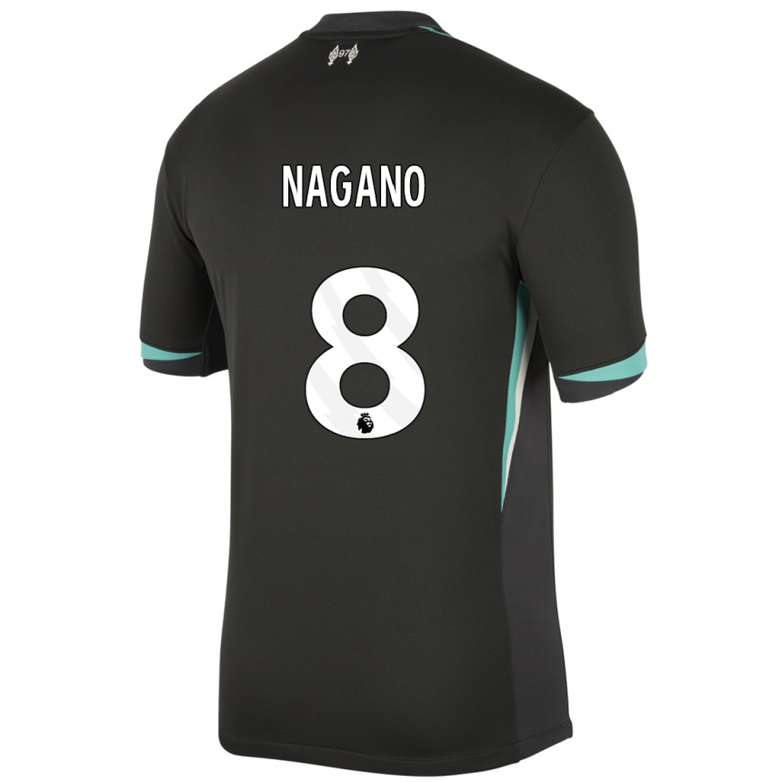 Kids Football Fūka Nagano #8 Black Anthracite White Away Jersey 2024/25 T-Shirt Canada