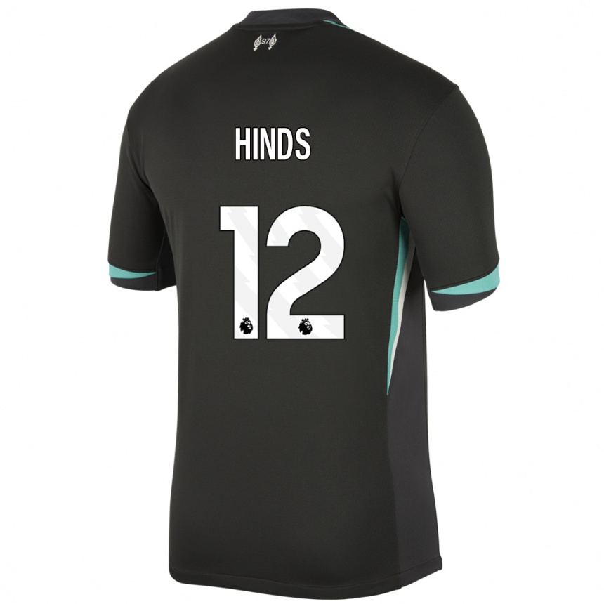 Kids Football Taylor Hinds #12 Black Anthracite White Away Jersey 2024/25 T-Shirt Canada