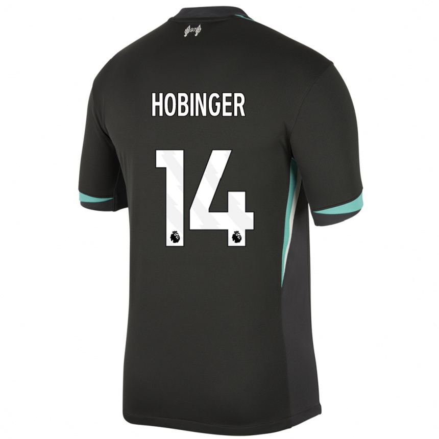 Kids Football Marie Höbinger #14 Black Anthracite White Away Jersey 2024/25 T-Shirt Canada