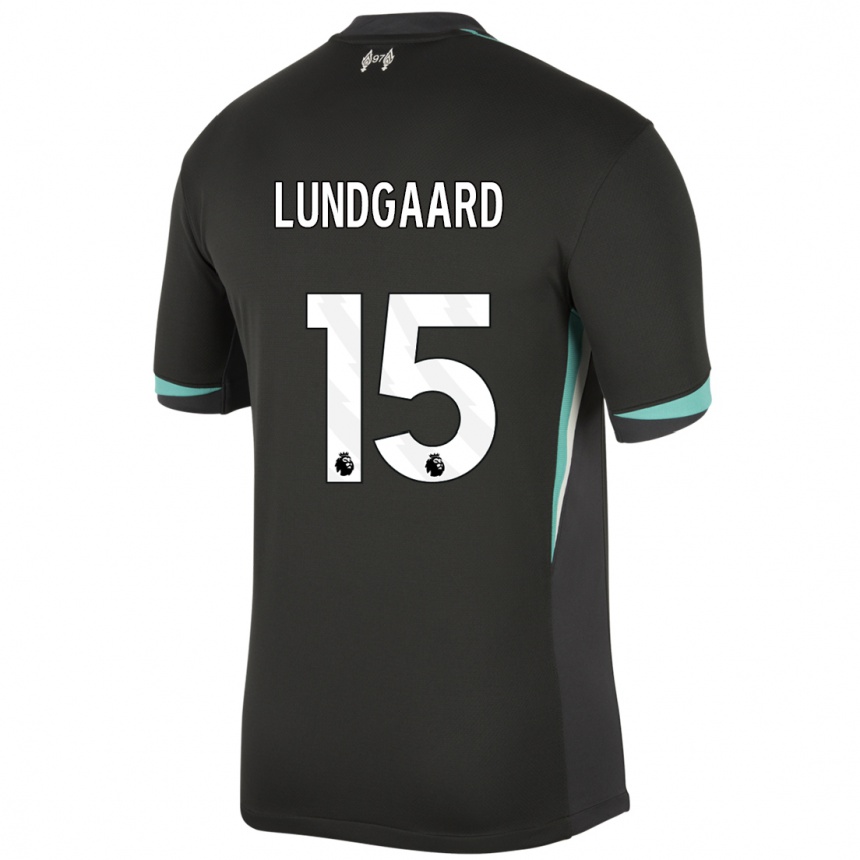 Kids Football Sofie Lundgaard #15 Black Anthracite White Away Jersey 2024/25 T-Shirt Canada