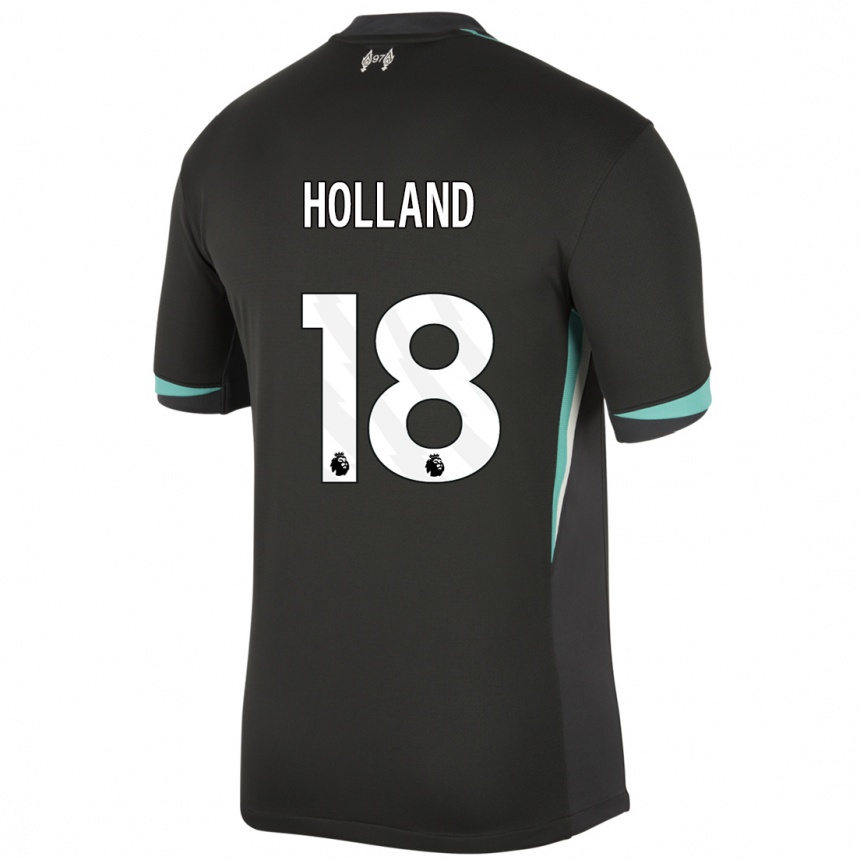 Kids Football Ceri Holland #18 Black Anthracite White Away Jersey 2024/25 T-Shirt Canada