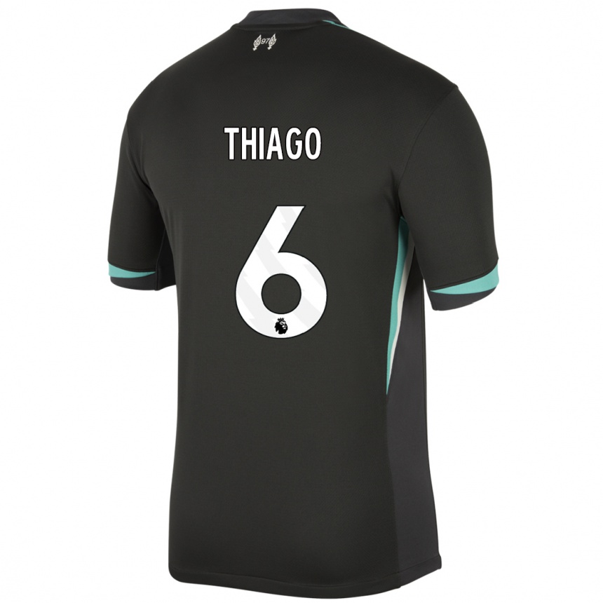 Kids Football Thiago #6 Black Anthracite White Away Jersey 2024/25 T-Shirt Canada