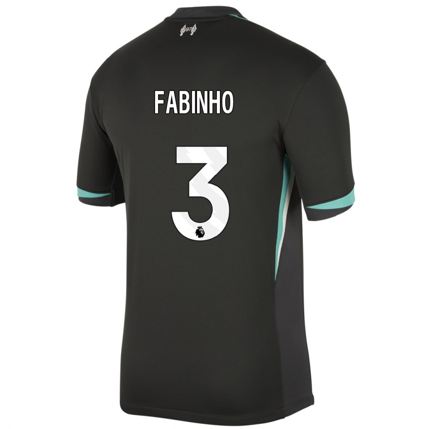 Kids Football Fabinho #3 Black Anthracite White Away Jersey 2024/25 T-Shirt Canada