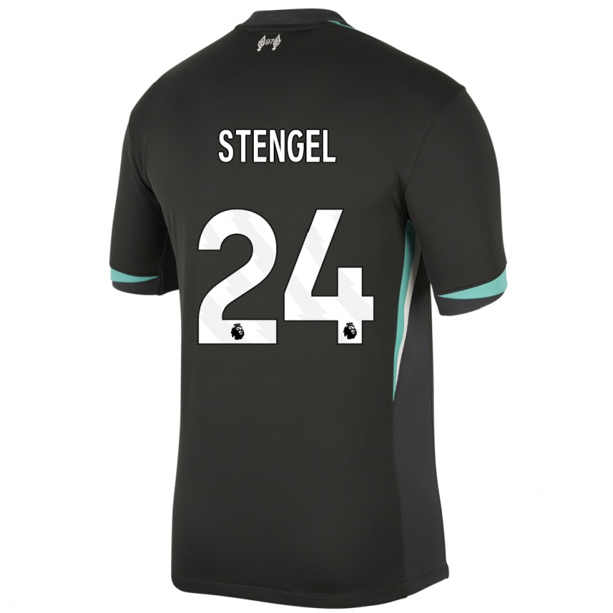 Kids Football Katie Stengel #24 Black Anthracite White Away Jersey 2024/25 T-Shirt Canada