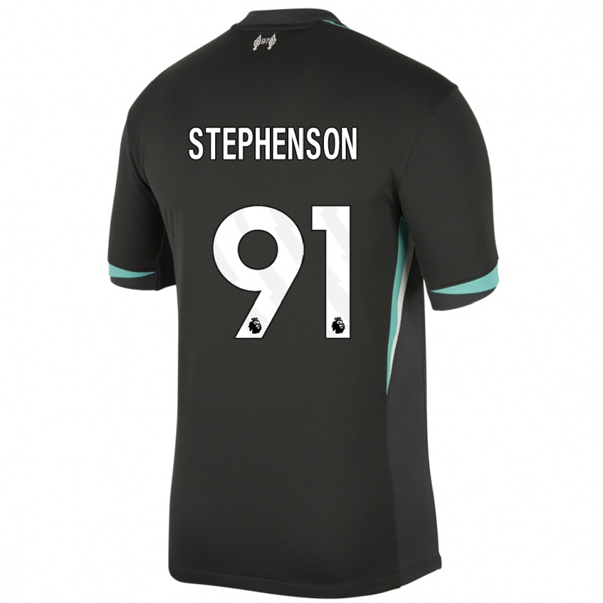 Kids Football Luca Stephenson #91 Black Anthracite White Away Jersey 2024/25 T-Shirt Canada