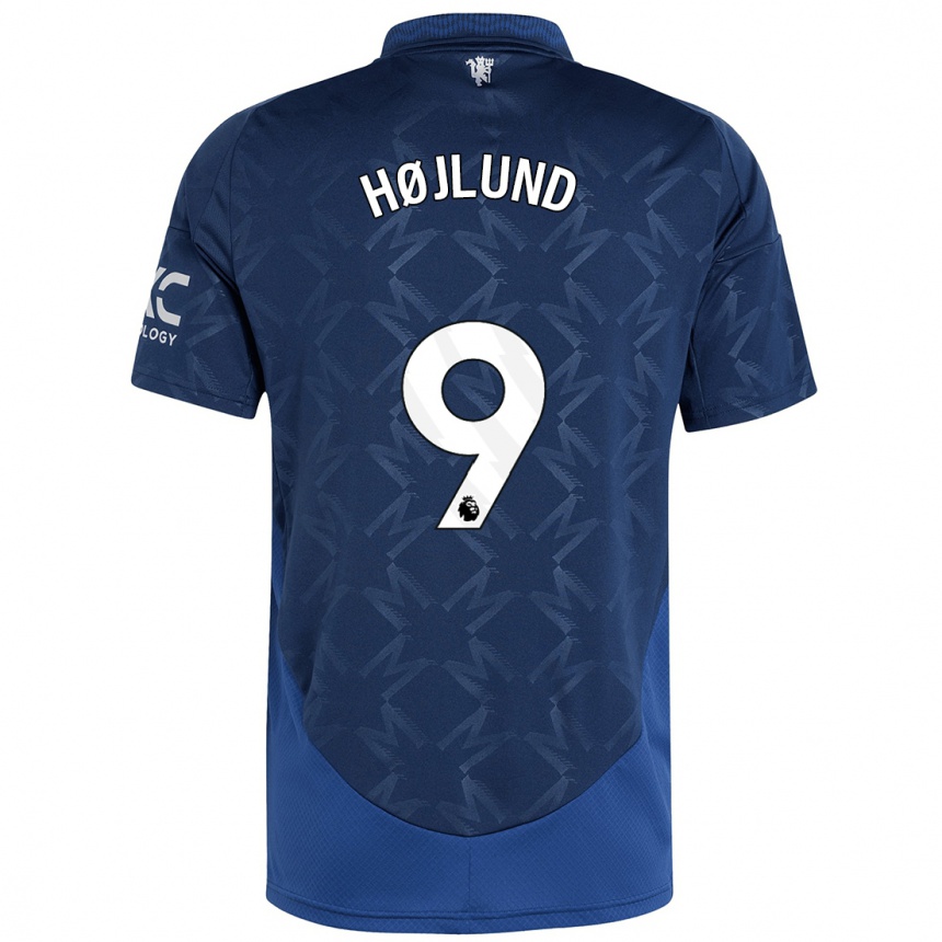 Kids Football Rasmus Højlund #9 Indigo Away Jersey 2024/25 T-Shirt Canada