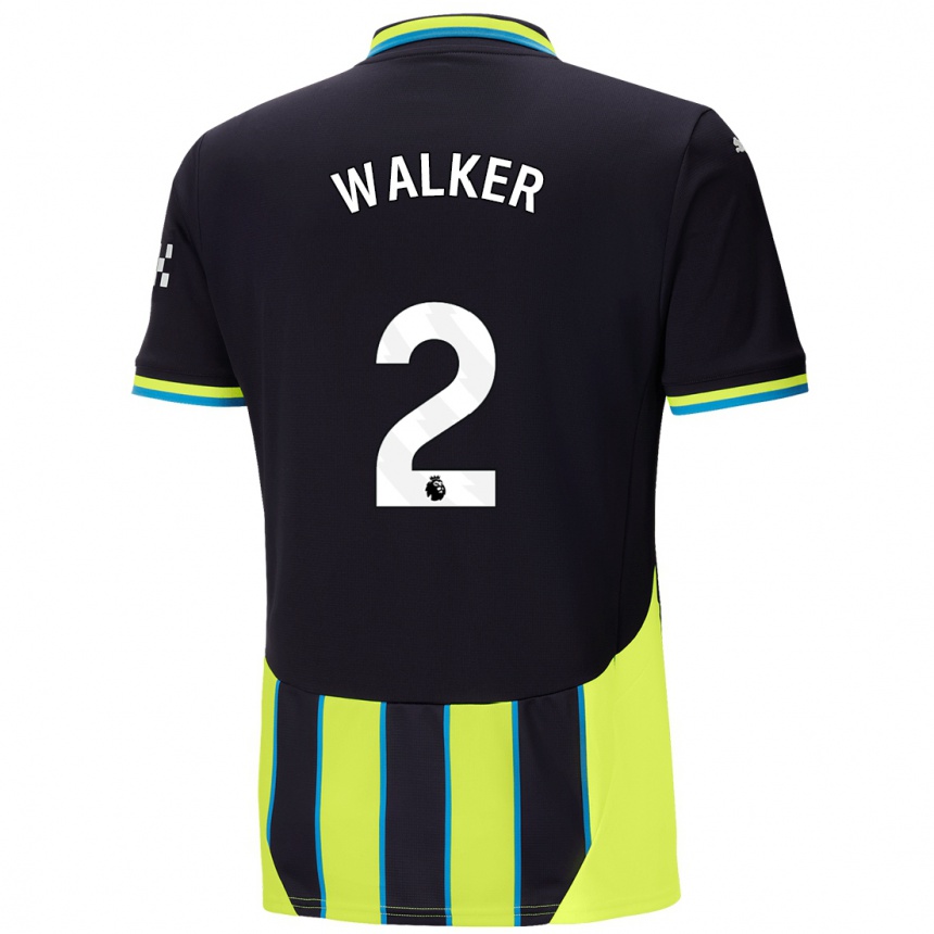 Kids Football Kyle Walker #2 Blue Yellow Away Jersey 2024/25 T-Shirt Canada