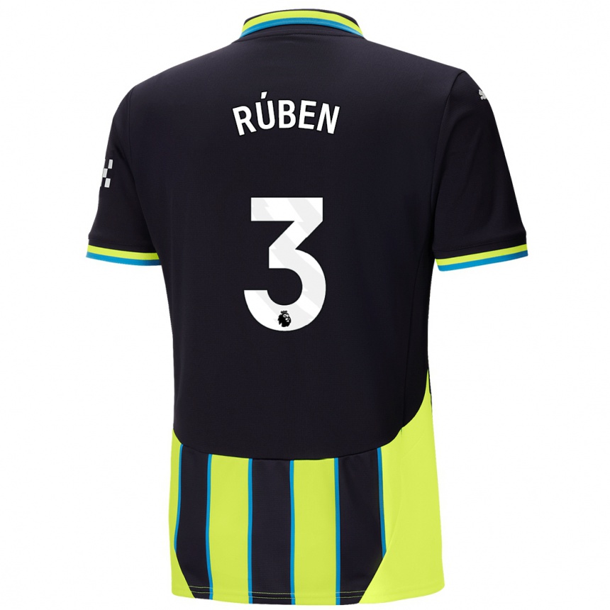 Enfant Football Maillot Ruben Dias #3 Bleu Jaune Tenues Extérieur 2024/25 Canada