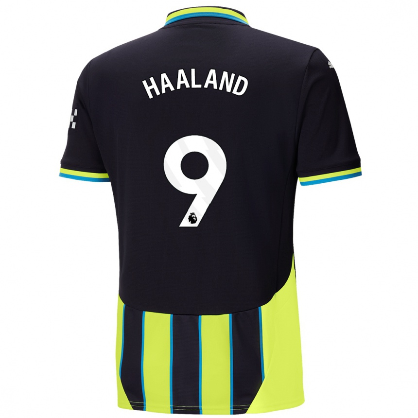 Enfant Football Maillot Erling Haaland #9 Bleu Jaune Tenues Extérieur 2024/25 Canada