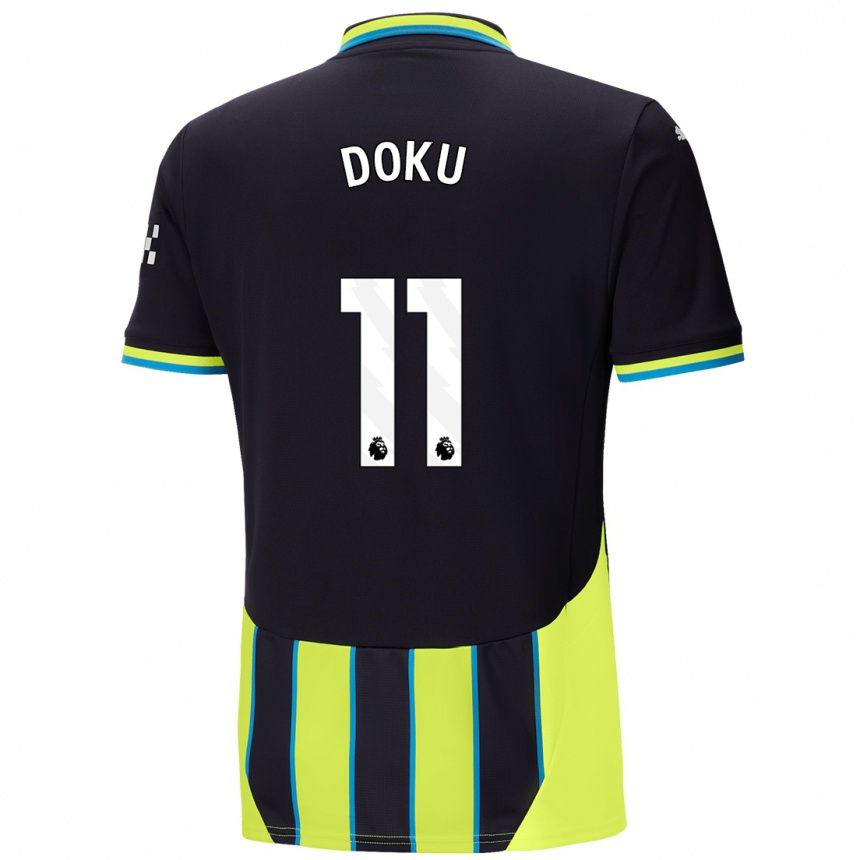 Enfant Football Maillot Jérémy Doku #11 Bleu Jaune Tenues Extérieur 2024/25 Canada