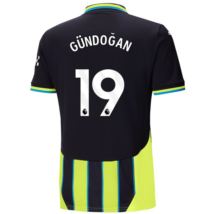 Kids Football Ilkay Gundogan #19 Blue Yellow Away Jersey 2024/25 T-Shirt Canada