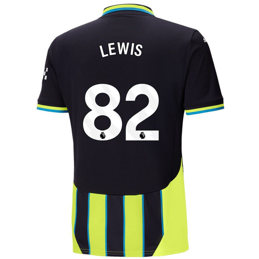 Kids Football Rico Lewis #82 Blue Yellow Away Jersey 2024/25 T-Shirt Canada