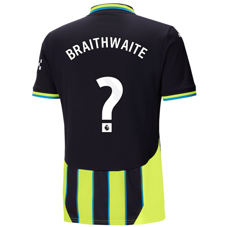 Kids Football Kaden Braithwaite #0 Blue Yellow Away Jersey 2024/25 T-Shirt Canada